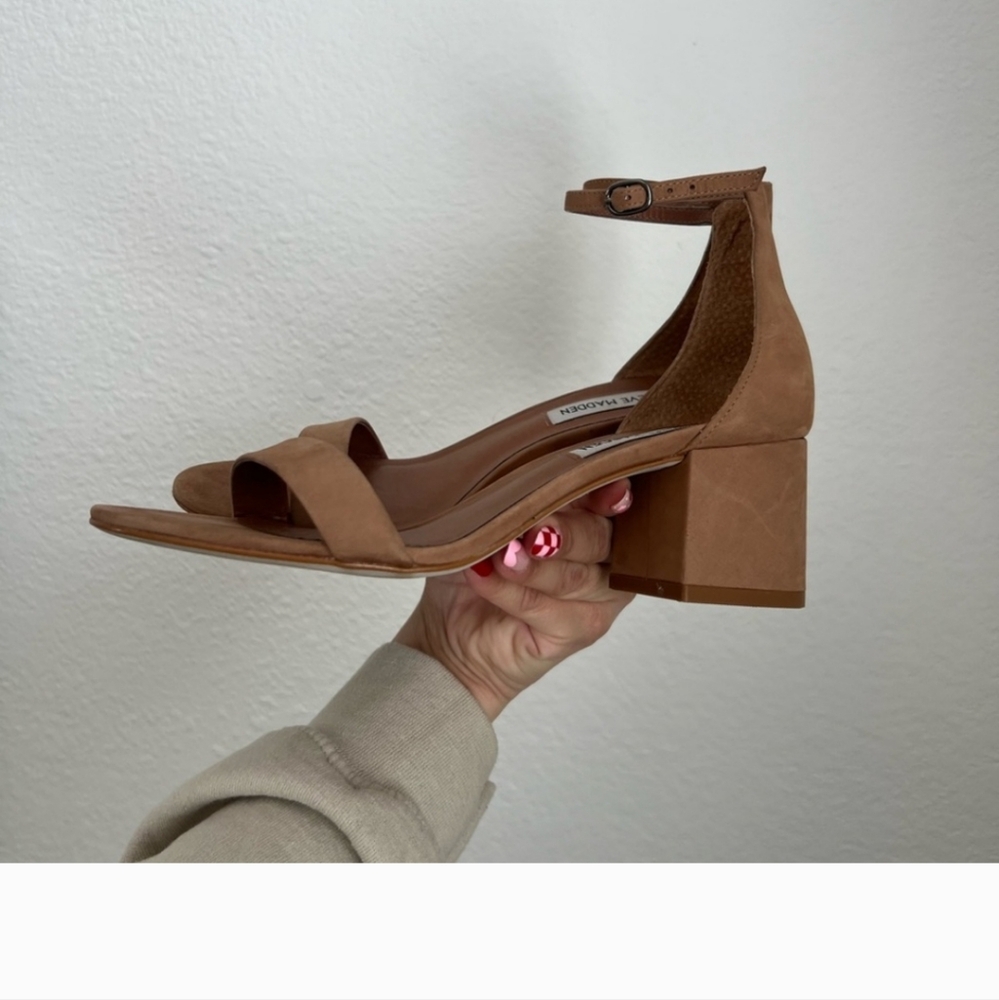 Steve Madden Irenee - Tan Nubuck Mid-Heel Sandal